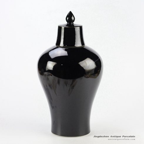 RYNQ178-E_black glazed ceramic temple jar