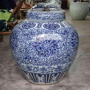 RYOM18_China antique design hand paint blue and white cornflower pattern large ceramic sundry jar