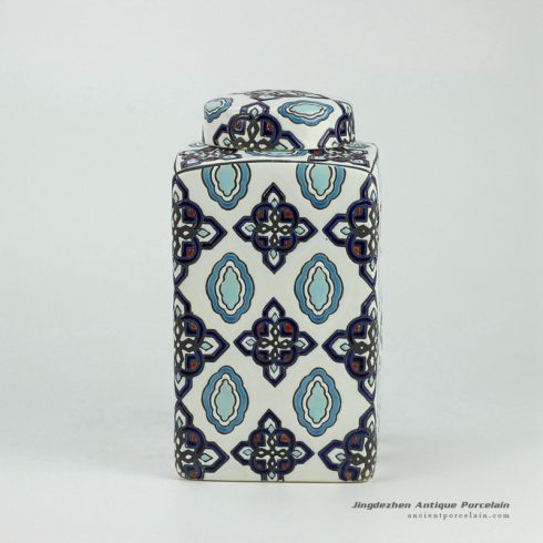 RYPU29_Square colorful flat lid large cermaic canister