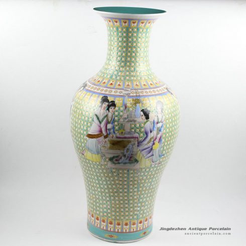 RYRK15_H26.7″ Antique Chinese porcelain floor vase beauty design
