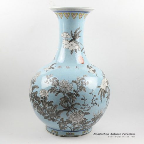RYRK16_H21.5″ Hand painted Chinese antique blue ceramic vases