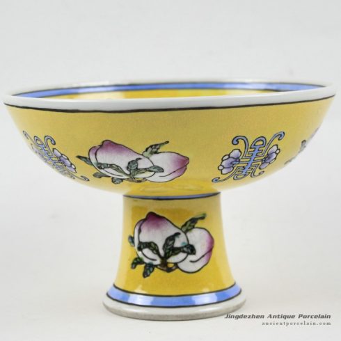 RYRK21_h4.5″ Dynasty porcelain Porcelain yellow vases, hand painted peach