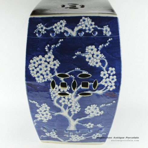 RYSI13_17inch Blue and white hand painted Garden Stool