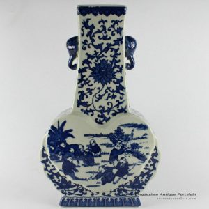 RYTM07_15″ Blue and white Children ceramic vases wholesale