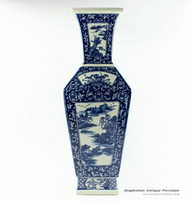 RYTM29_21″ wholesale blue and white flower vases
