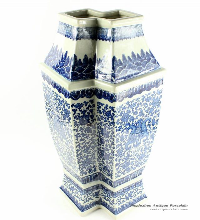 RYTM31_h21″ wholesale blue and white fish shape vases