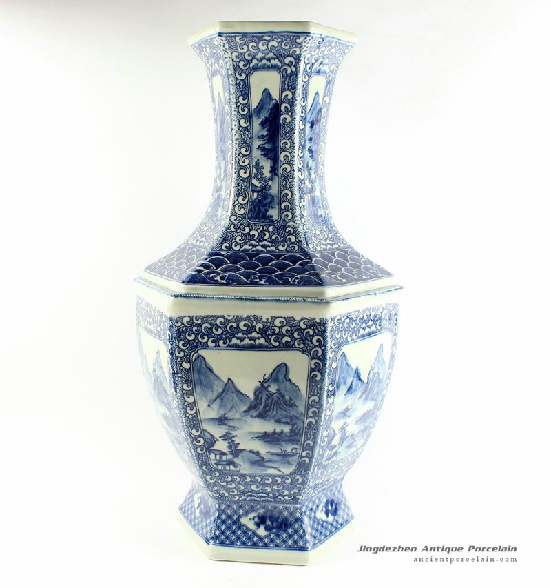 RYTM32_h22″ wholesale landscape blue and white vases