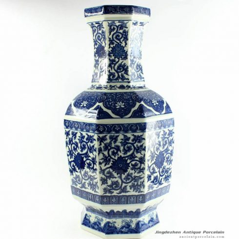 RYTM33_h21.5″ wholesale floral blue and white vases