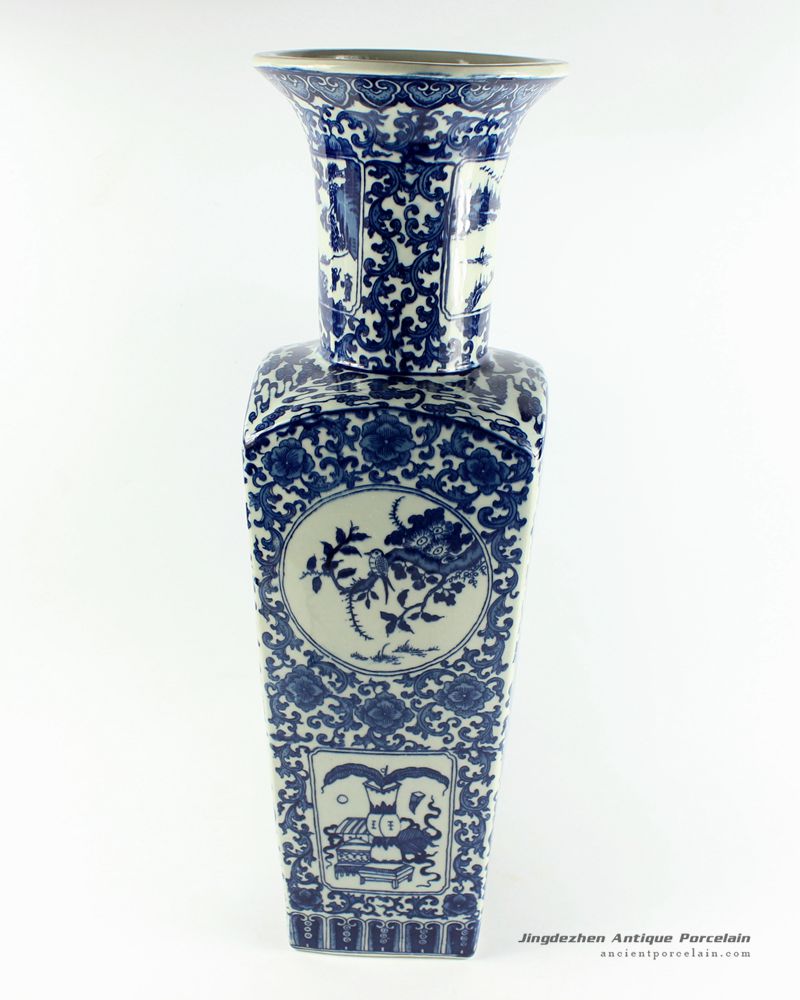 RYTM35_h21″ wholesale floral blue and white porcelain vases