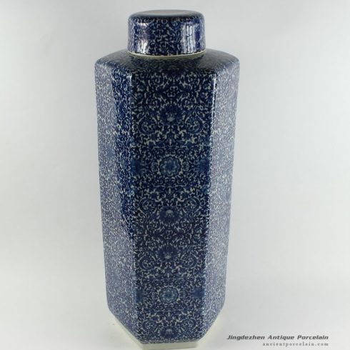 RYTM38_h20.5″ wholesale blue and white floral ceramic jar