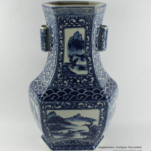 RYTM39_h19″ wholesale blue and white landscape ceramic vase