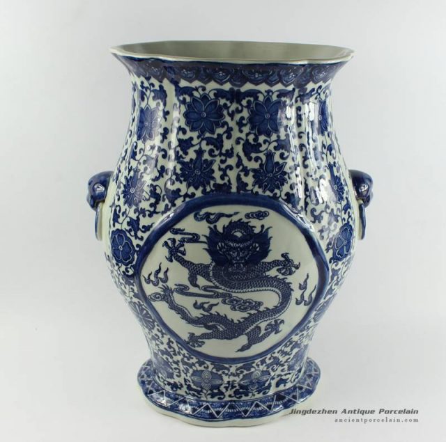 RYTM43_h16″ wholesale blue and white ceramic dragon vase