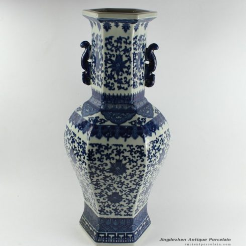 RYTM46_h22.5″ wholesale blue and white floral ceramic vase