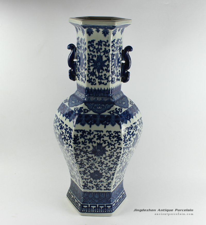 RYTM46_h22.5″ wholesale blue and white floral ceramic vase