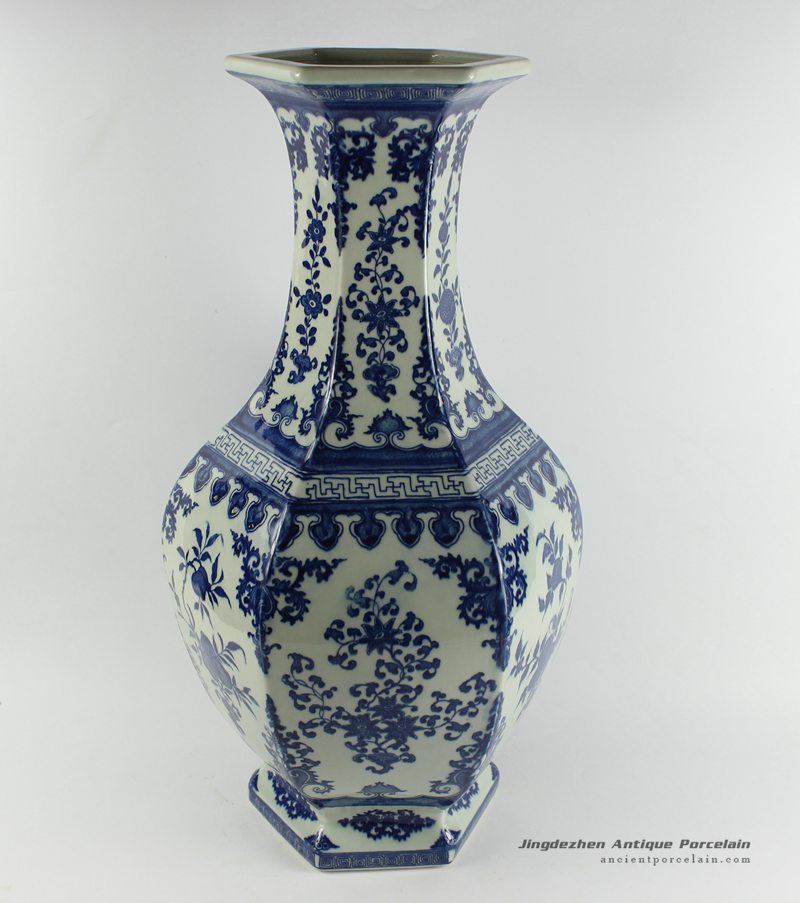 RYTM47_h20.5″ wholesale blue and white floral ceramic vase