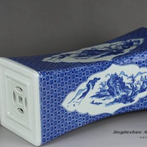 RYTM61-b_Landscape pattern ceramic blue & white waisted shape vase
