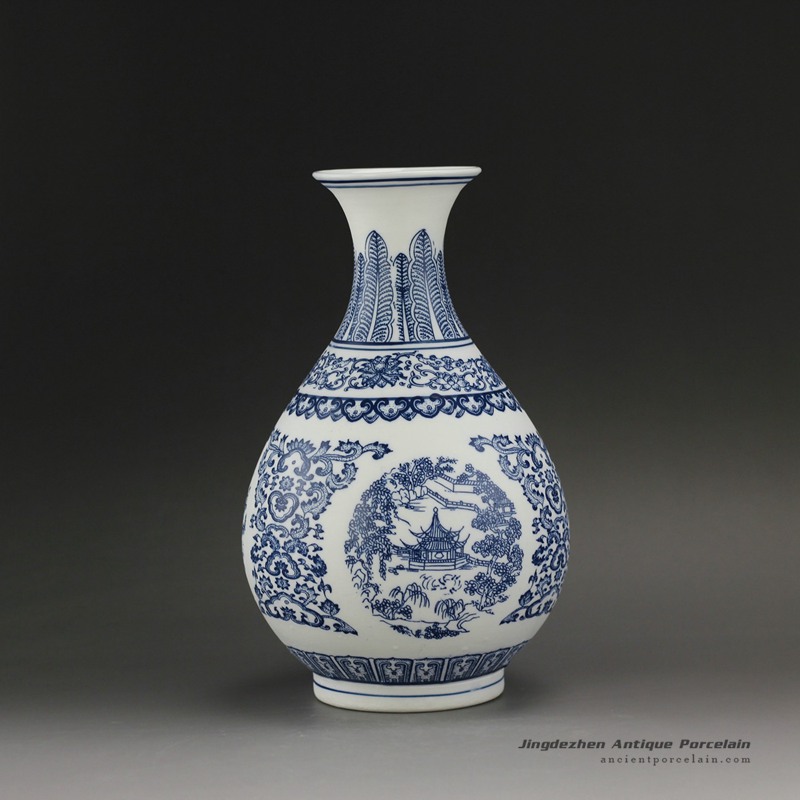 RYUJ18_Blue White Unglazed Ceramic Vase