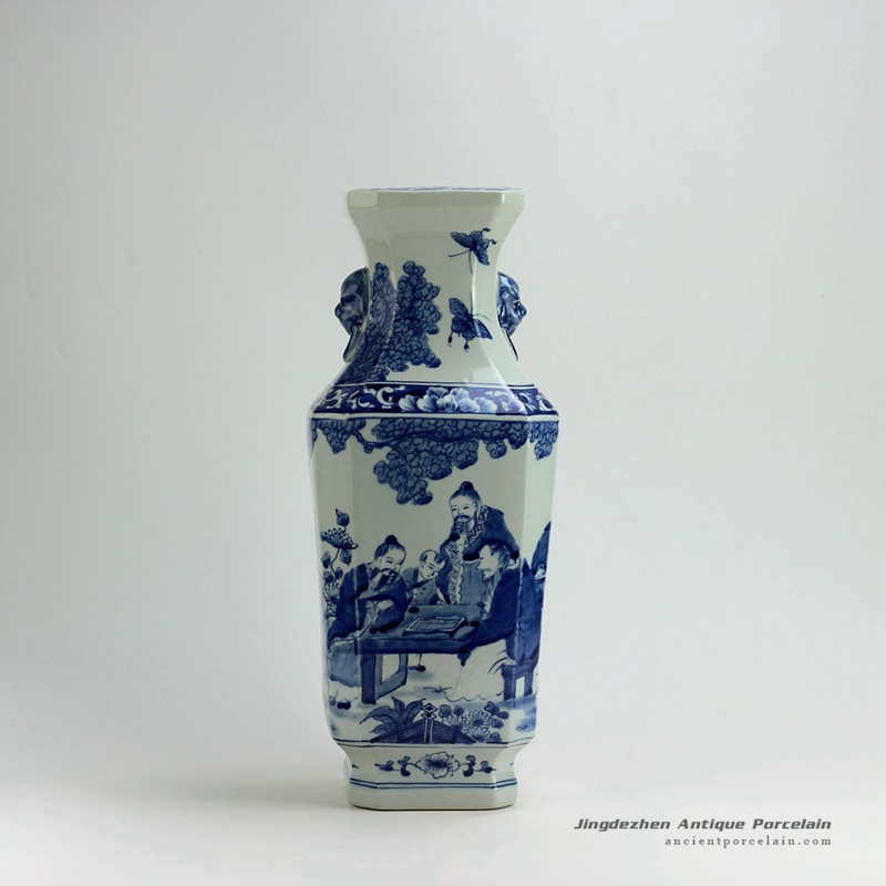 RYUK17_18″ Play Chess Blue & White Vases