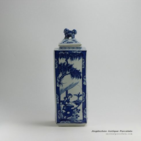 RYUK20_19″ Women design Blue & White Square Jars