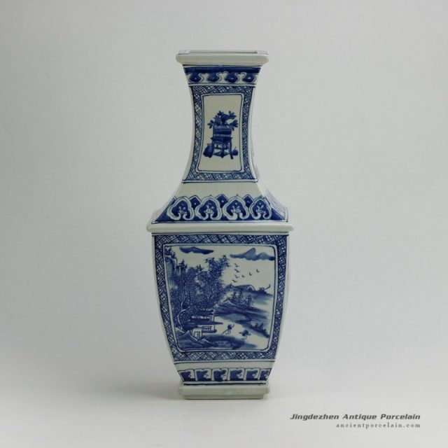 RYUK25_17.2″ Landscape design Blue White Vases