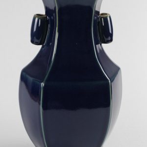 RYUU22_ Indigo blue hexagonal ceramic plain color flower vase