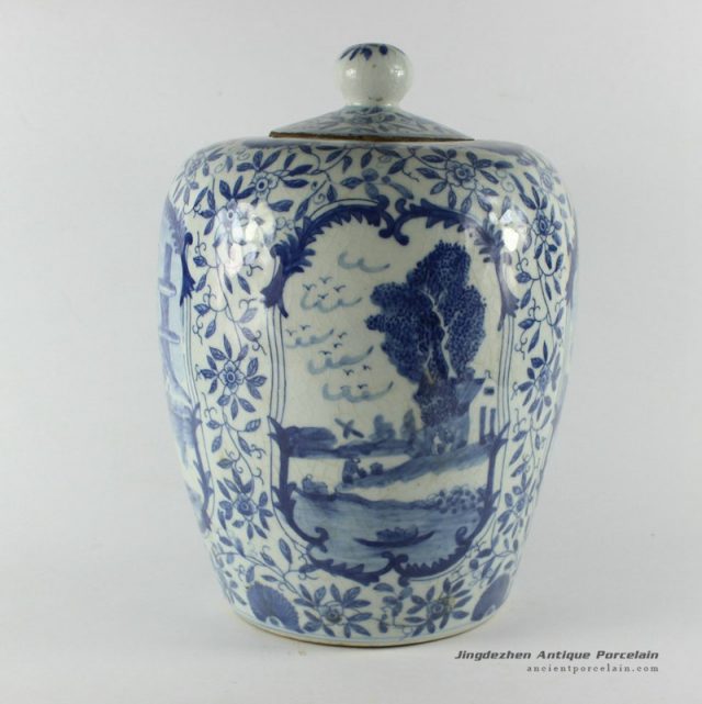 RYUV06_Chinese Blue and White Ceramic Melon Jar