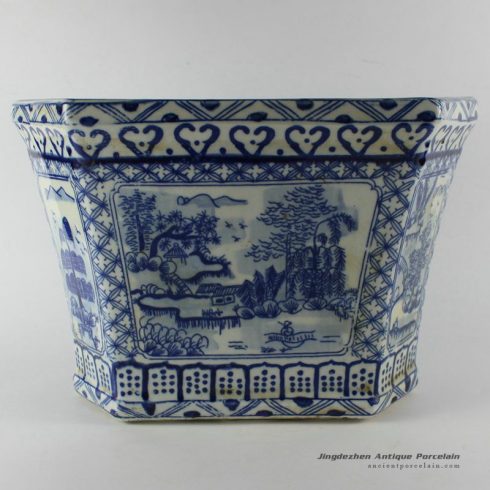 RYUV10_D34.5CM Blue and White Planter