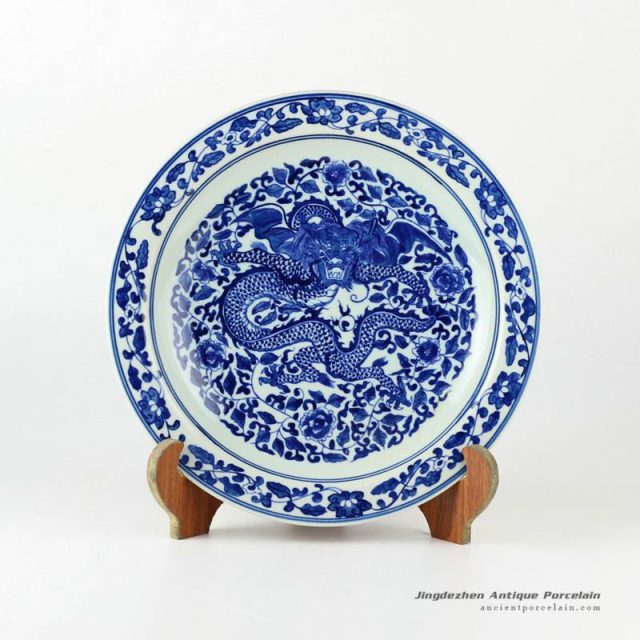 RYXC19_11.4″ Hand painted blue and white chinese ceramics decor plate