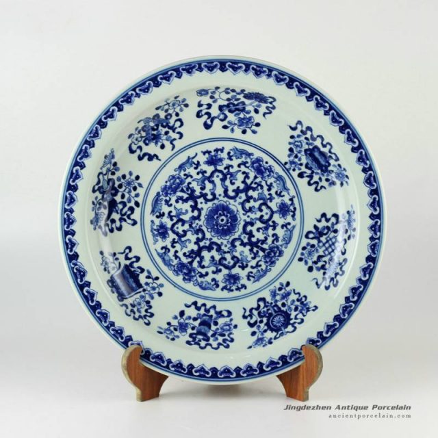 RYXC30_Hand painted Chinese decor blue and white plate