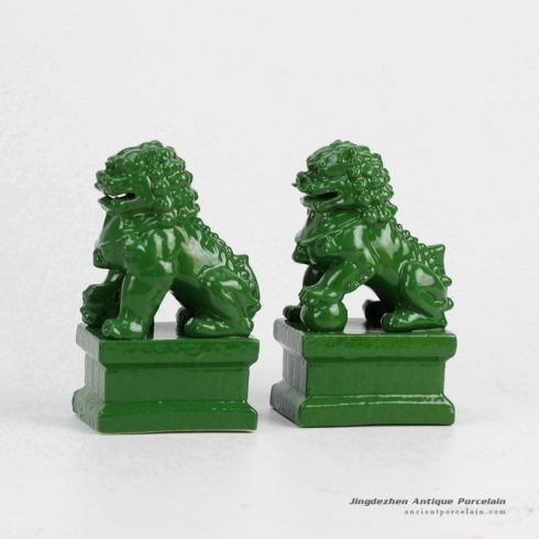 RYXP02-h_Jade color glazed ceramic display ornament lion figurine