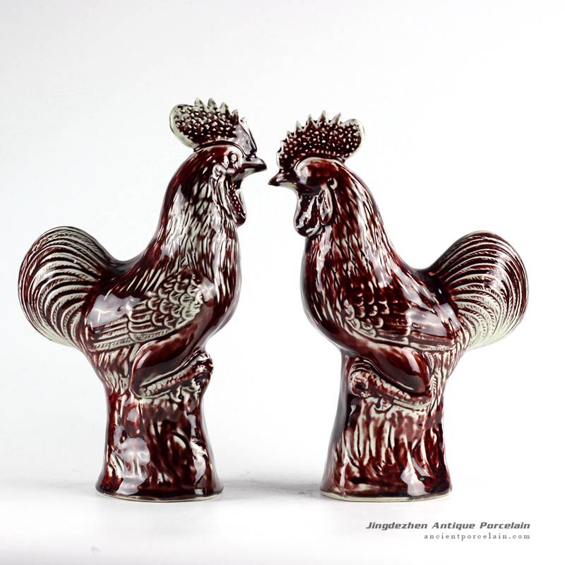 RYXZ12_2017 online sale Chinese zodiac dark red rooster statues for birthday gift