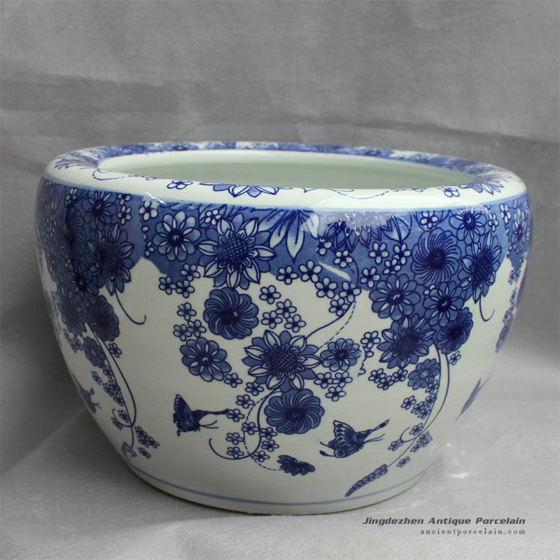 RYYY18_Blue and white ceramic flower planter floral design