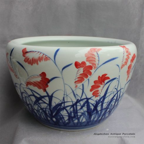 RYYY25_D20.5″ Jingdezhen Hand painted ceramic Bowl grass design