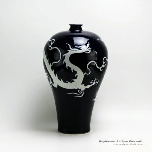 RYZI01-B_solid color glaze dragon pattern ceramic vase
