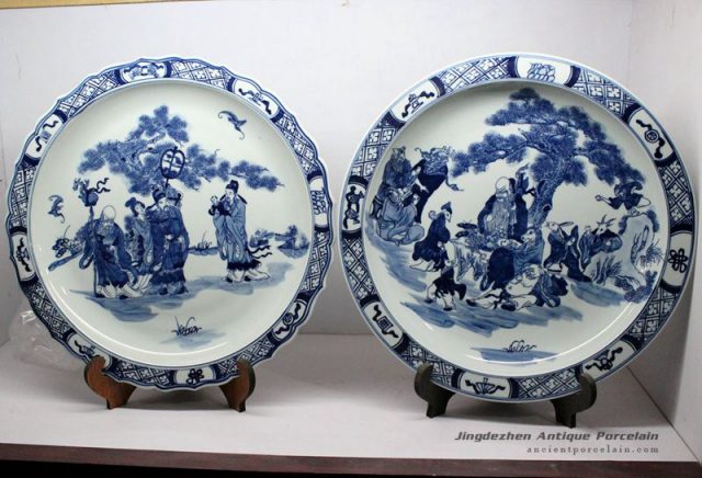 RZBD08_hand painted blue white porcelain plates