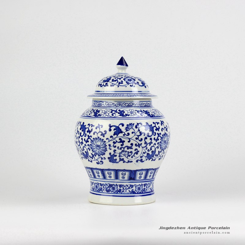 RZBG12_Hand paint blue and white hand paint floral pattern ceramic food jar