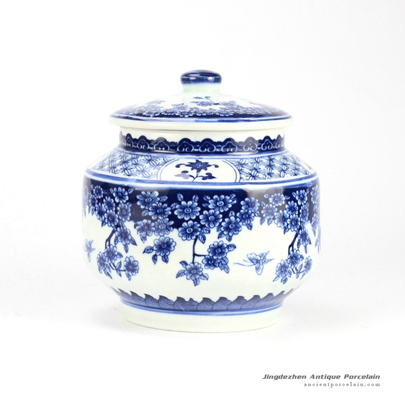 RZBV03_Butterfly loves the flower pattern traditional style home porcelain cookie jar