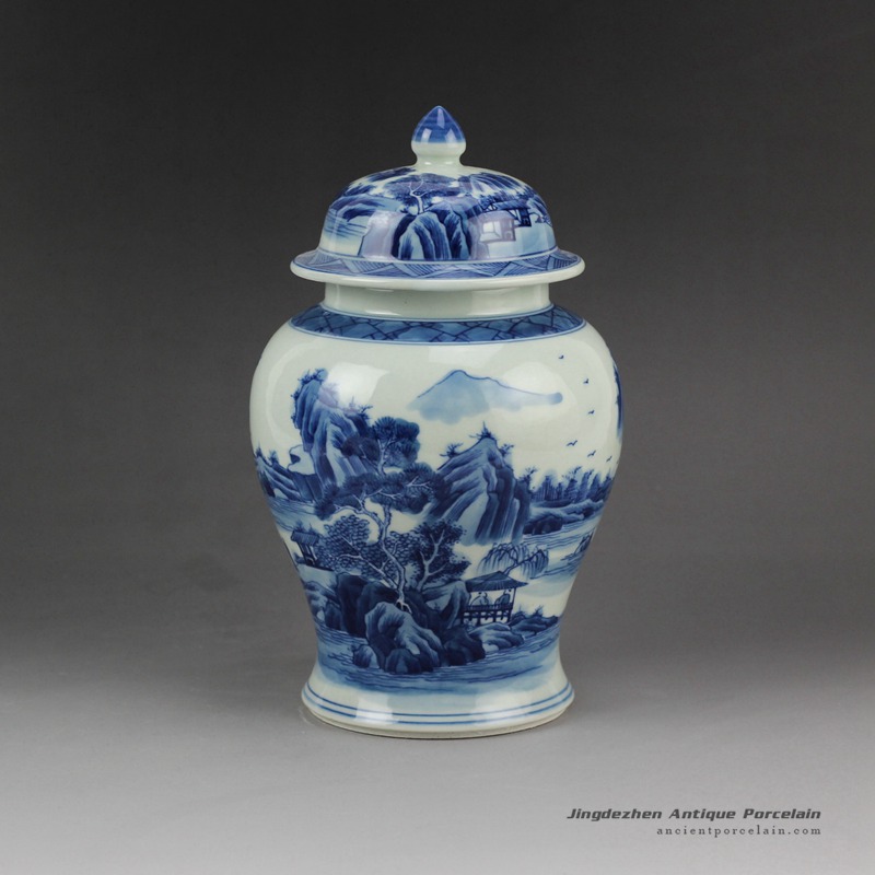 RZCC02_Antique hand paint landscape pattern chinese porcelain tea container