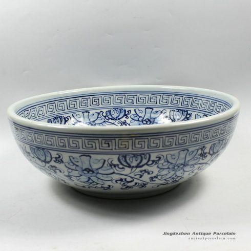 RZCE01_d16.5″ Jingdezhen Blue and white floral Ceramic Bowl