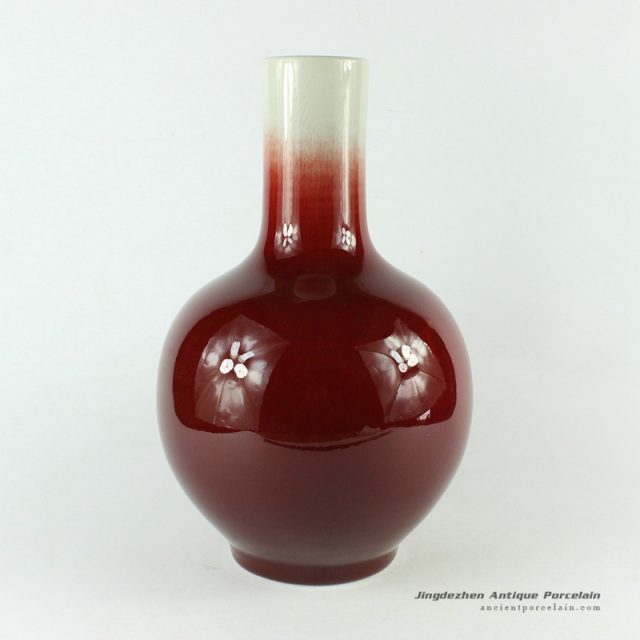 RZCN03_H11.8″ decorative modern vases Oxe Blood Red Porcelain Vase