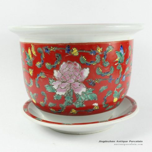 RZCR01_H11″ Jingdezhen famille rose floral design ceramic flower pots