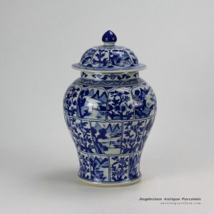 RZDA11_H13.7inch Hand painted blue and white temple jars