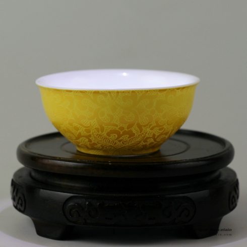 RZDD02_Hand needle painted Jingdezhen porcelain tea cups yellow