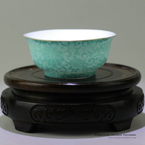RZDD03_Hand needle painted Jingdezhen porcelain tea cups blue