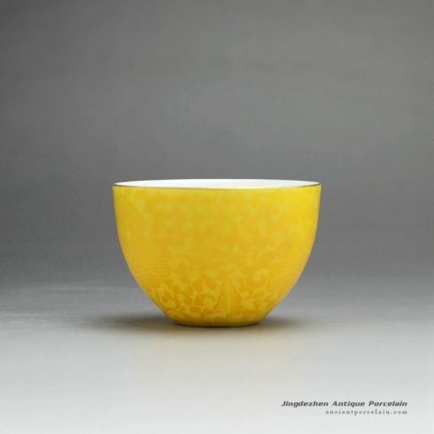 RZDD08-B_Hand needle painted Jingdezhen porcelain tea cups yellow