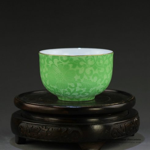 RZDD14_porcelain needle painting tea cups green