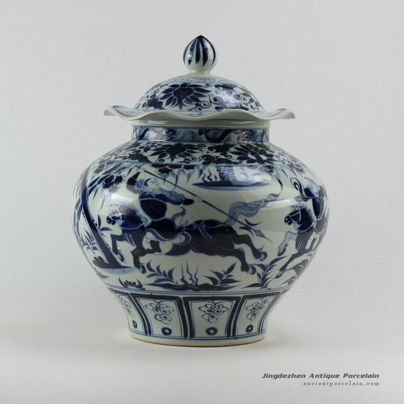 RZEZ02-B_15.5inch Ming reproduction soldier design blue and white Jars