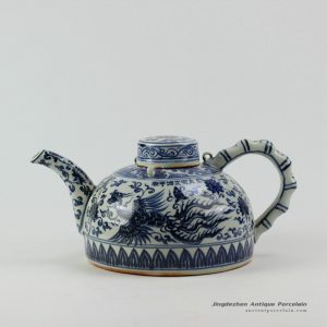 RZEZ05_8″ Reproduction Ming blue and white bamboo phoenix Porcelain pot