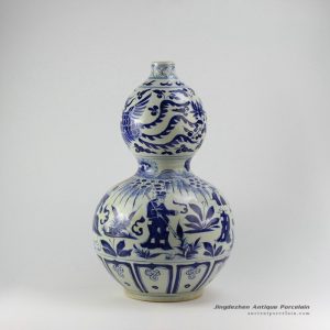 RZEZ07_20.5″ Ming Reproduction blue and white gourd vases