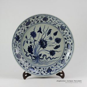 RZEZ09-D_Hand painted Ming Reproduction blue and white floral Porcelain plates